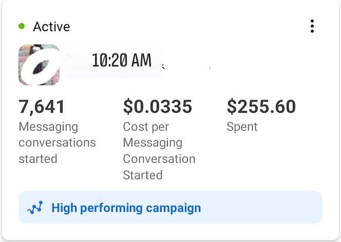 Facebook Ads - Messaging Campaign — 7,641 conversations