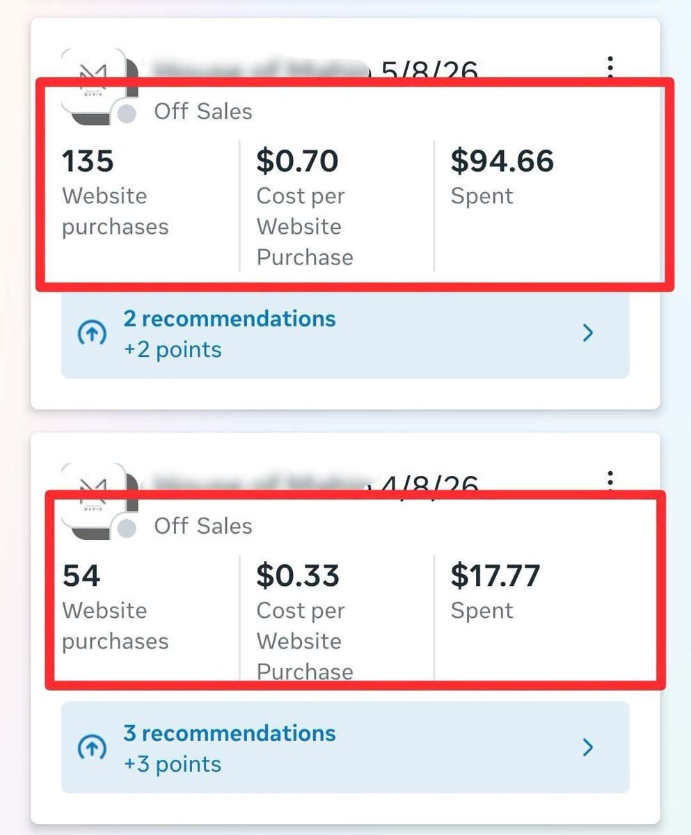 Facebook Ads - Sales Campaign — 135 purchases
